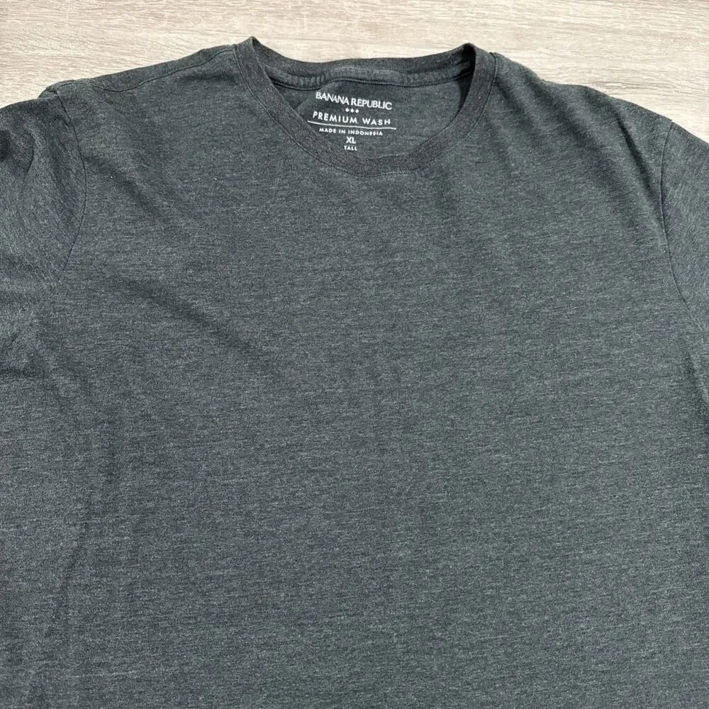 Banana Republic Shirt Men's Charcoal Gray Premium Wash Tee 2XLT Cotton Blend
